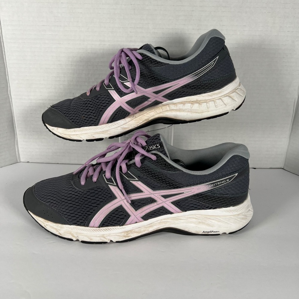 Asics Gel-Contend 6 Womens 11 Running Shoes Grey Lavender Pink 1012A570